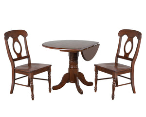 Sunset Trading 3 Piece 42" Round Drop Leaf Dining Set |  Chestnut with Napoleon Chairs