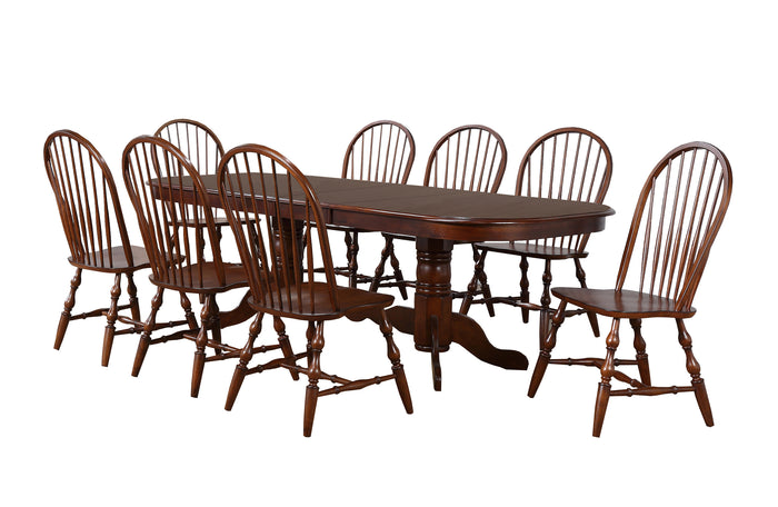 Sunset Trading 9 Piece Double Pedestal Extendable Dining Set