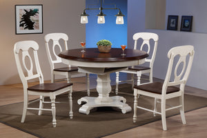 Sunset Trading Andrews Butterfly Leaf Dining Table | Antique White with Chestnut Finish Top