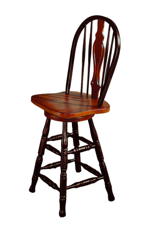 Sunset Trading 24" Keyhole Barstool | Antique Black with Cherry Accents