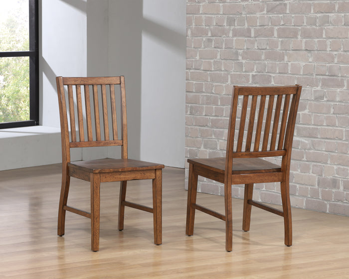 Sunset Trading Simply Brook Slat Back Dining Chair | Set of 2 | Amish Brown