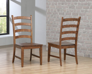 Sunset Trading Simply Brook Ladder Back Dining Side Chair | Set of 2 | Amish Brown