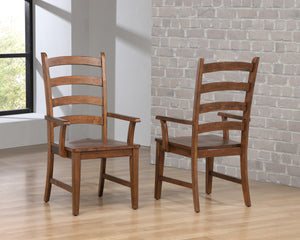 Sunset Trading Simply Brook Ladder Back Dining Arm Chair | Set of 2 | Amish Brown