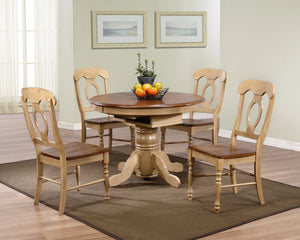 Sunset Trading 5 Piece Brook Round or Oval Butterfly Leaf Dining Set | Napoleon Chairs