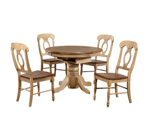 Sunset Trading 5 Piece Brook Round or Oval Butterfly Leaf Dining Set | Napoleon Chairs