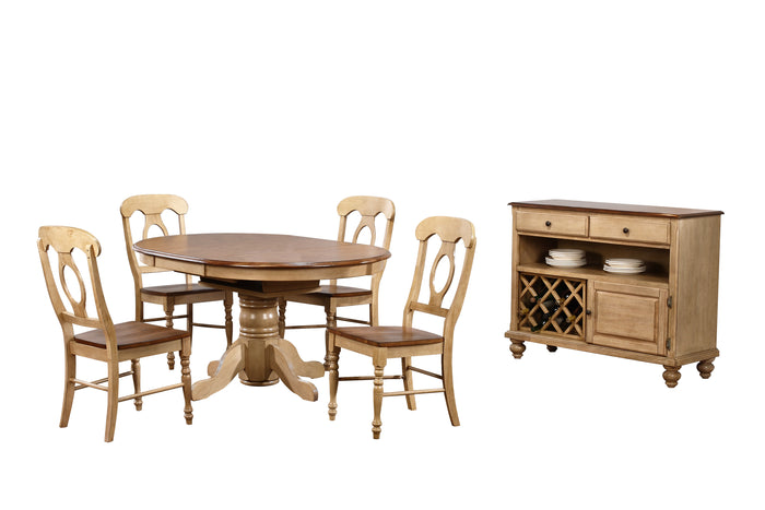 Sunset Trading 6 Piece Brook Round or Oval Butterfly Leaf Dining Set | Server