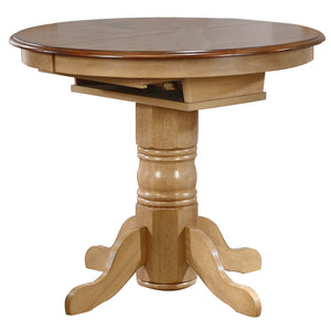 Sunset Trading 5 Piece Brook Round or Oval Butterfuly Leaf Pub Table Set | Napoleon Stools