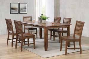 Sunset Trading Simply Brook 7 Piece Extendable Table Dining Set| 6 Slat Back Chairs| Amish Brown