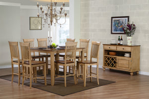 Sunset Trading 10 Piece Brook 48" Square Pub Set with Fancy Slat Stools and Server