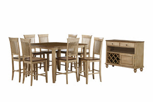 Sunset Trading 10 Piece Brook 48" Square Pub Set with Fancy Slat Stools and Server