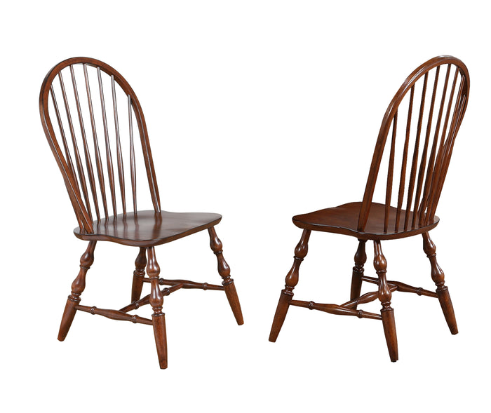 Sunset Trading Andrews Windsor Spindleback Dining Chair | Chestnut | Set of 2
