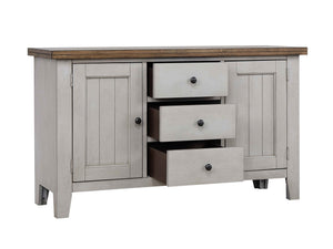 Sunset Trading Country Grove Buffet and Hutch | Distressed Gray and Brown Wood