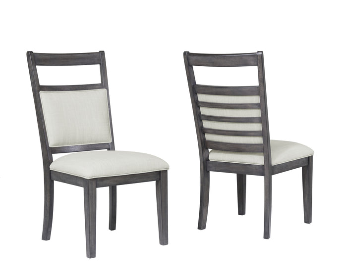Sunset Trading Shades of Gray Upholstered Slat Back Dining Chair | Set of 2