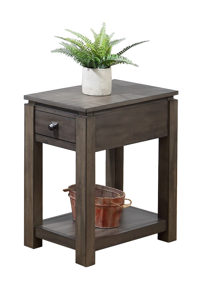 Sunset Trading Shades of Gray Narrow End Table with Drawer and Shelf