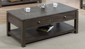 Sunset Trading Shades of Gray Coffee Table with Drawers and Shelf