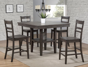 Sunset Trading Shades of Gray 5 Piece Square Pub Table Set with Storage Shelf