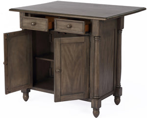 Sunset Trading Shades of Gray Drop Leaf Kitchen Island