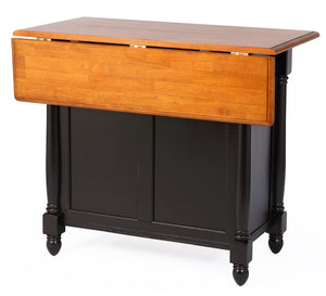 Sunset Trading Antique Black and Cherry Kitchen Island with Cherry Drop Leaf Top