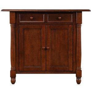 Sunset Trading Andrews Drop Leaf Kitchen Island | Chestnut Brown | Drawers and Cabinet
