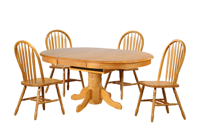 Sunset Trading 5 Piece Pedestal Dining Set with Arrowback Chairs