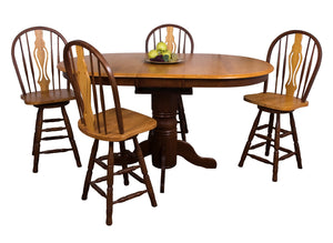 Sunset Trading 5 Piece Butterfly Leaf Pub Dining Table Set | 4 Keyhole Barstools | Counter Height | Expandable