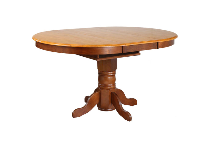 Sunset Trading Pedestal Pub Table | Nutmeg with Light Oak Butterfly Top