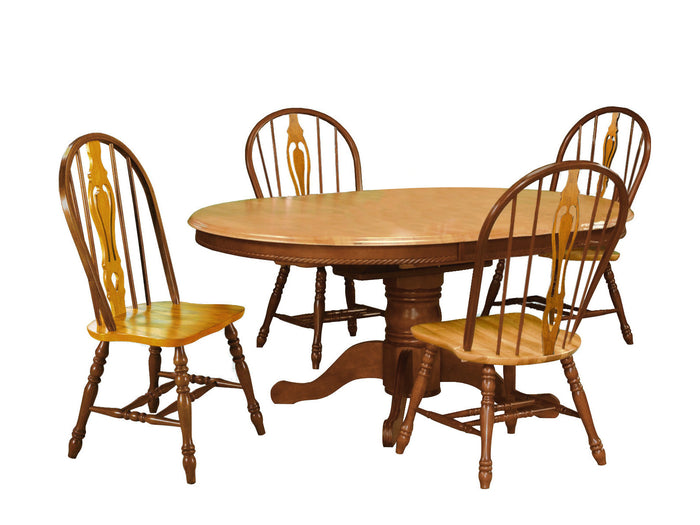 Sunset Trading 5 Piece Pedestal Butterfly Leaf Dining Set with Keyhole Chairs (discontinued)