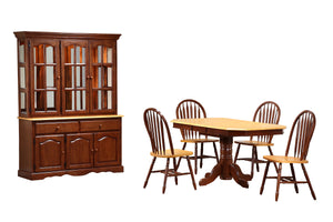 Sunset Trading 6 Piece Pedestal Extendable Dining Set with China Cabinet