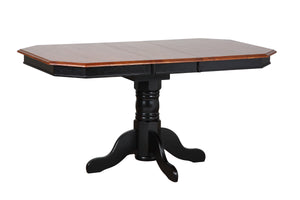 Sunset Trading Pedestal Extendable Dining Table | Antique Black with Cherry Finish Top