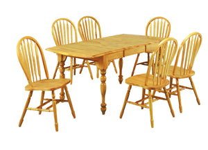 Sunset Trading 7 Piece Drop Leaf Extendable Dining Set | Arrowback Chairs | Light Oak