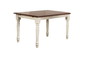 Sunset Trading Andrews 60" Butterfly Dining Table | Antique White with Chestnut Top