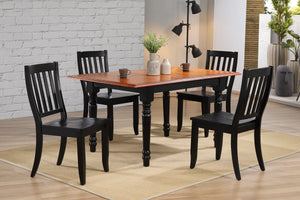 Sunset Trading 5 Piece Butterfly Leaf Dining Set with Napoleon Chairs | Antique Black with Cherry