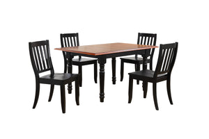 Sunset Trading 5 Piece Butterfly Leaf Dining Set with Napoleon Chairs | Antique Black with Cherry