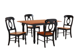 Sunset Trading 5 Piece Butterfly Leaf Dining Set with Napoleon Chairs | Antique Black and Cherry