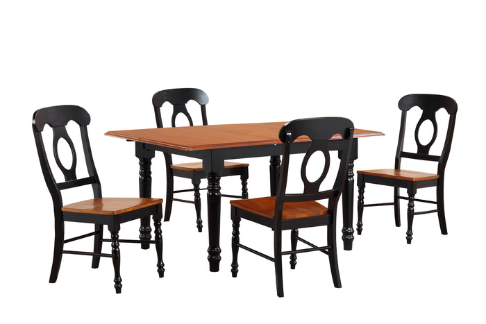 Sunset Trading 5 Piece Butterfly Leaf Dining Set with Napoleon Chairs | Antique Black and Cherry