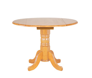 Sunset Trading Round Drop Leaf Dining Table | Light Oak Finish