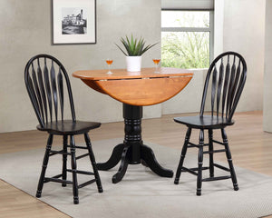Sunset Trading 3 Piece Drop Leaf Pub Table Set with 24" Swivel Barstools