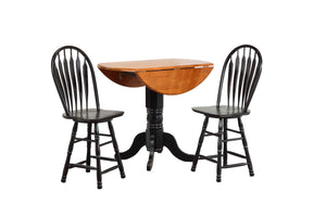 Sunset Trading 3 Piece Drop Leaf Pub Table Set with 24" Swivel Barstools