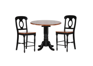 Sunset Trading 3 Piece 42" Round  Drop Leaf Pub Table Set with Napoleon Stools 