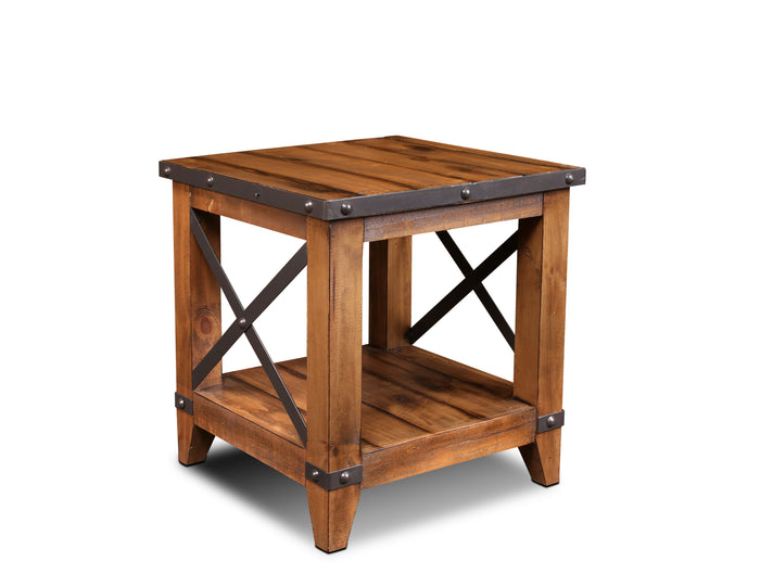 Sunset Trading Rustic City End Table| Shelf