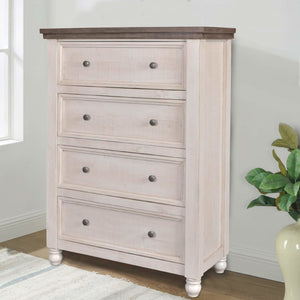 Sunset Trading Rustic French Bedroom Chest | 4 Storage Drawers