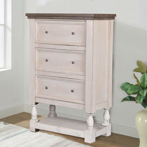 Sunset Trading Rustic French Bedroom Chest | 3 Storage Drawers