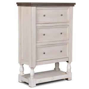 Sunset Trading Rustic French Bedroom Chest | 3 Storage Drawers
