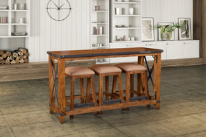 Sunset Trading Rustic City 4 Piece Counter Dining Set| Console with Stools