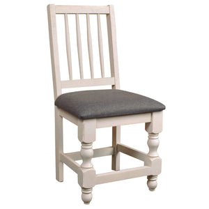 Sunset Trading Rustic French Dining Side Chair | Set of 2 | Distressed White and Brown Solid Wood