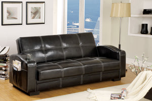Cluney Contemporary Faux Leather 2-Tray Futon