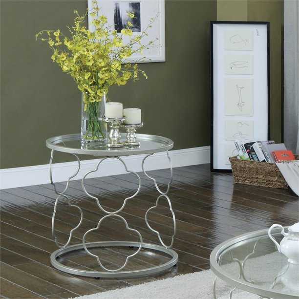 Marseille Contemporary Glass Top End Table
