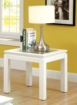 Clariton Contemporary End Table with Inserted Glass