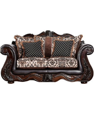Hethe Traditional Faux Leather Upholstered Loveseat