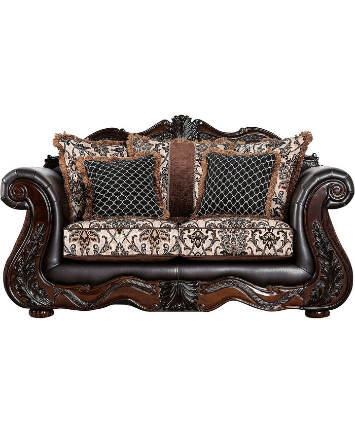 Hethe Traditional Faux Leather Upholstered Loveseat